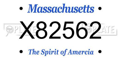 X82562 Massachusetts License Plate