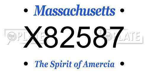 X82587 Massachusetts License Plate