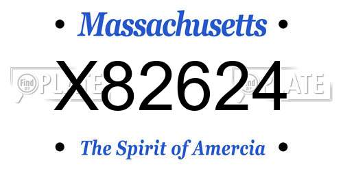X82624 Massachusetts License Plate