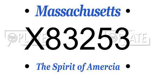 X83253 Massachusetts License Plate