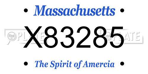 X83285 Massachusetts License Plate