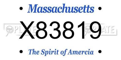 X83819 Massachusetts License Plate