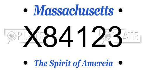 X84123 Massachusetts License Plate
