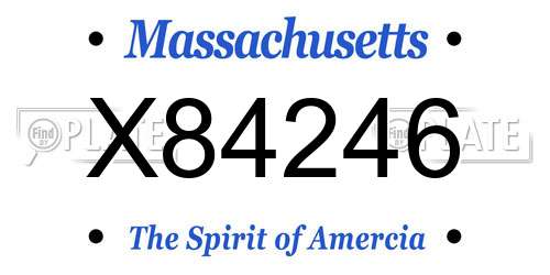 X84246 Massachusetts License Plate