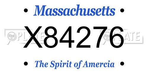 X84276 Massachusetts License Plate