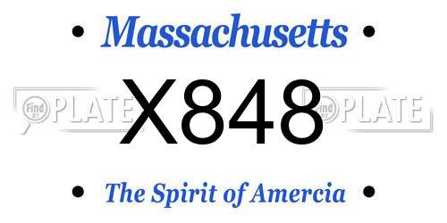 X848 Massachusetts License Plate