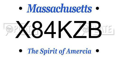 X84KZB Massachusetts License Plate