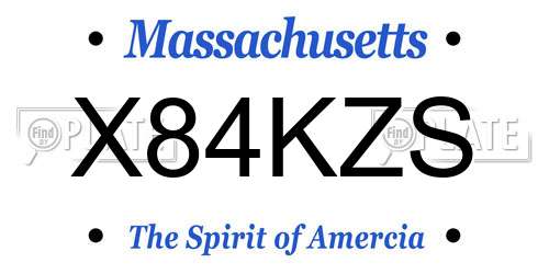 X84KZS Massachusetts License Plate