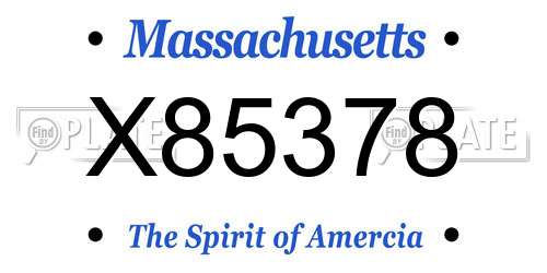 X85378 Massachusetts License Plate