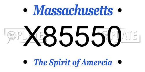 X85550 Massachusetts License Plate