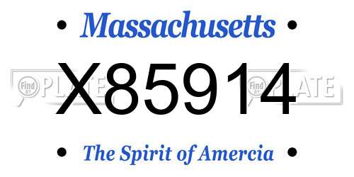 X85914 Massachusetts License Plate