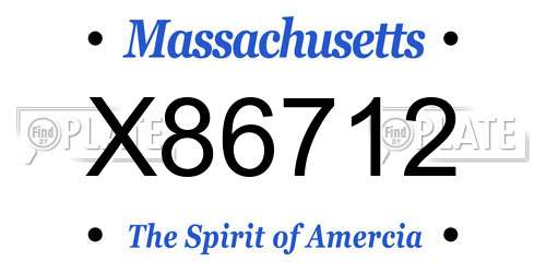 X86712 Massachusetts License Plate