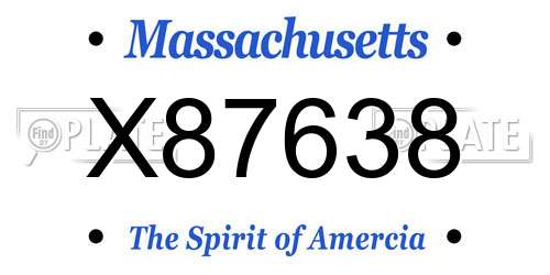 X87638 Massachusetts License Plate