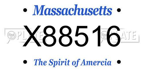 X88516 Massachusetts License Plate