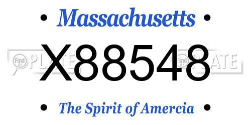 X88548 Massachusetts License Plate
