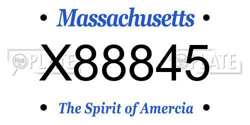 X88845 Massachusetts License Plate