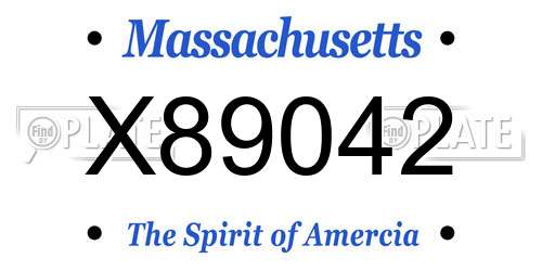 X89042 Massachusetts License Plate