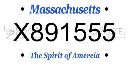 X891555 Massachusetts License Plate