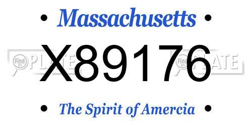 X89176 Massachusetts License Plate