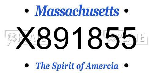 X891855 Massachusetts License Plate