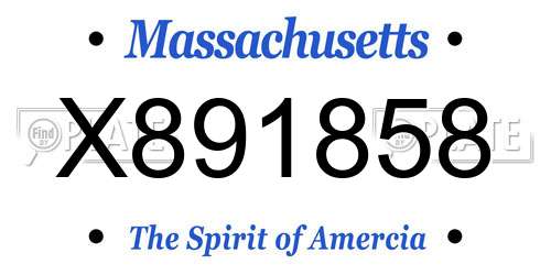 X891858 Massachusetts License Plate