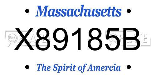 X89185B Massachusetts License Plate