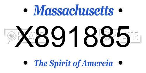 X891885 Massachusetts License Plate