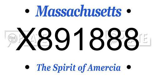 X891888 Massachusetts License Plate