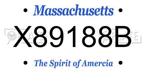 X89188B Massachusetts License Plate