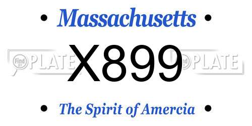 X899 Massachusetts License Plate