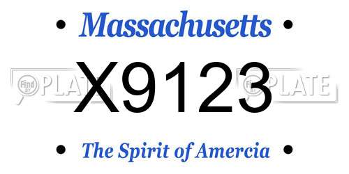 X9123 Massachusetts License Plate