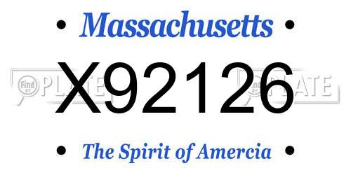 X92126 Massachusetts License Plate