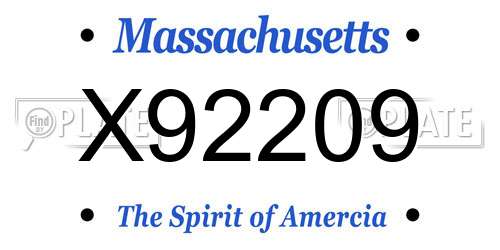 X92209 Massachusetts License Plate