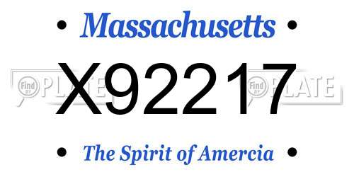 X92217 Massachusetts License Plate