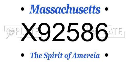 X92586 Massachusetts License Plate