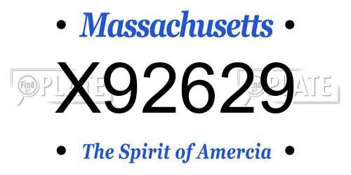 X92629 Massachusetts License Plate