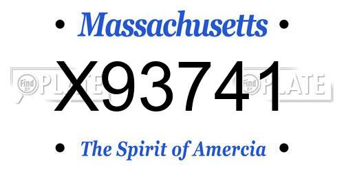 X93741 Massachusetts License Plate