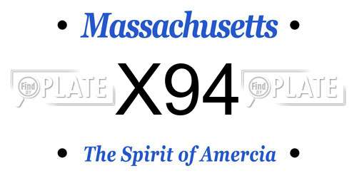 X94 Massachusetts License Plate