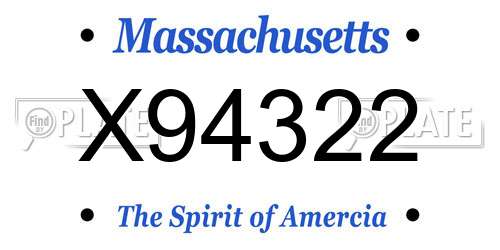 X94322 Massachusetts License Plate