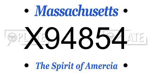 X94854 Massachusetts License Plate