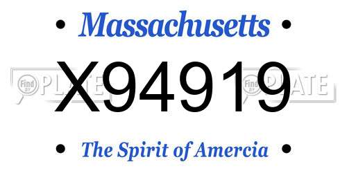 X94919 Massachusetts License Plate