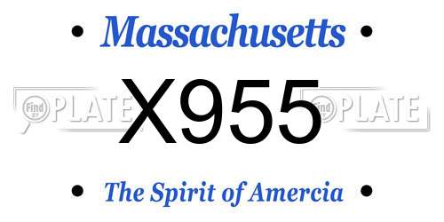 X955 Massachusetts License Plate