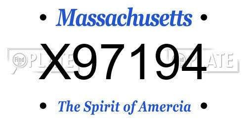 X97194 Massachusetts License Plate