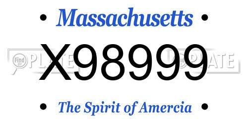 X98999 Massachusetts License Plate