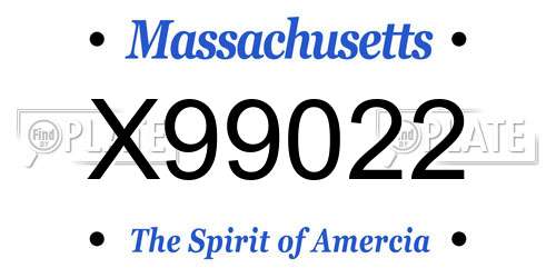 X99022 Massachusetts License Plate