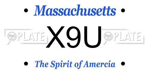 X9U Massachusetts License Plate
