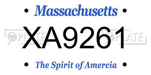 XA9261 Massachusetts License Plate