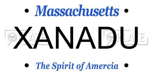 XANADU Massachusetts License Plate