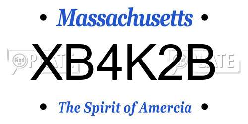 XB4K2B Massachusetts License Plate