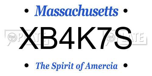 XB4K7S Massachusetts License Plate